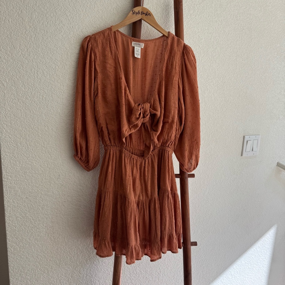 L*Space Stay Golden Beige Putty Tie Front Mini
Dress Size SP Small - Picture 3 of 12